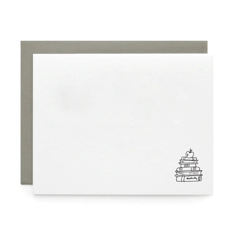 Book Stack, Letterpress Note cards | Set of 8
