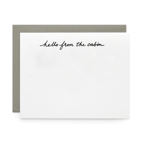 Hello from the Cabin, Letterpress Note cards | Set of 8