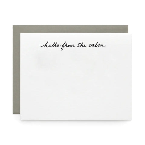 Hello from the Cabin, Letterpress Note cards | Set of 8