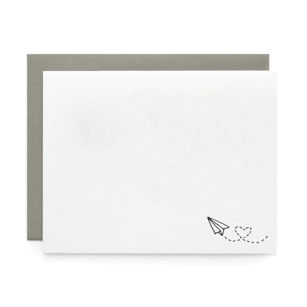 Paper Airplane Love, Letterpress Note cards | Set of 8