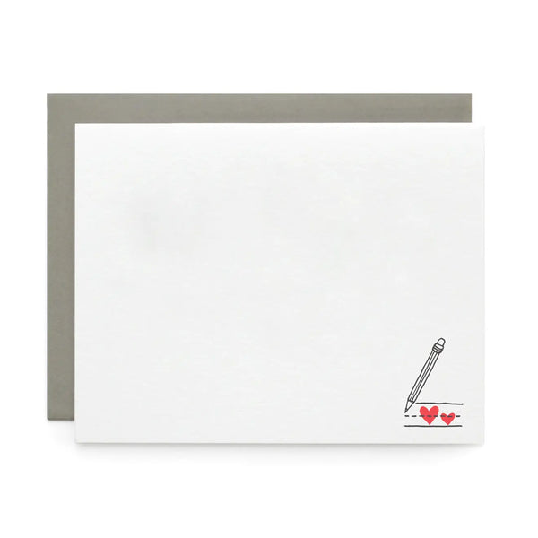 Pencil Love, Letterpress Note cards | Set of 8