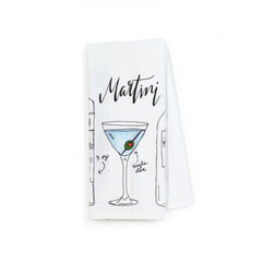 Martini Bar Towel, Personalized Kitchen Tea Towel, Blue Gin